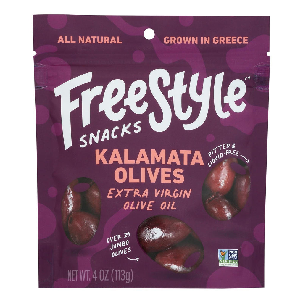 Freestyle Snacking Kalamata Olives with Extra Virgin Olive Oil, 4 oz (Case of 6)