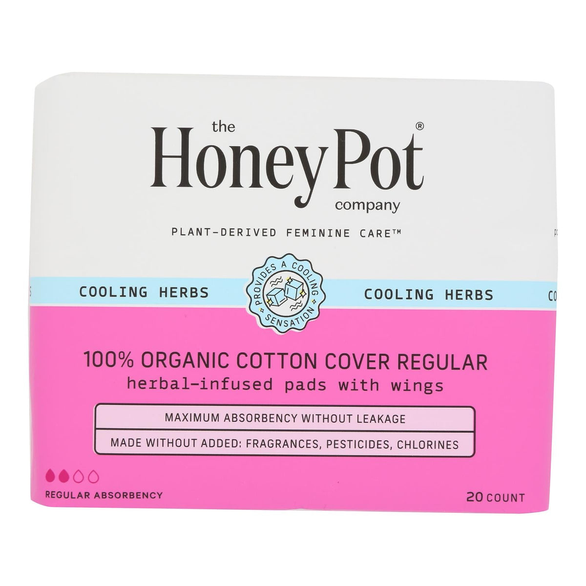 The Honey Pot Regular Herbal Menstrual Pads, 20 ct