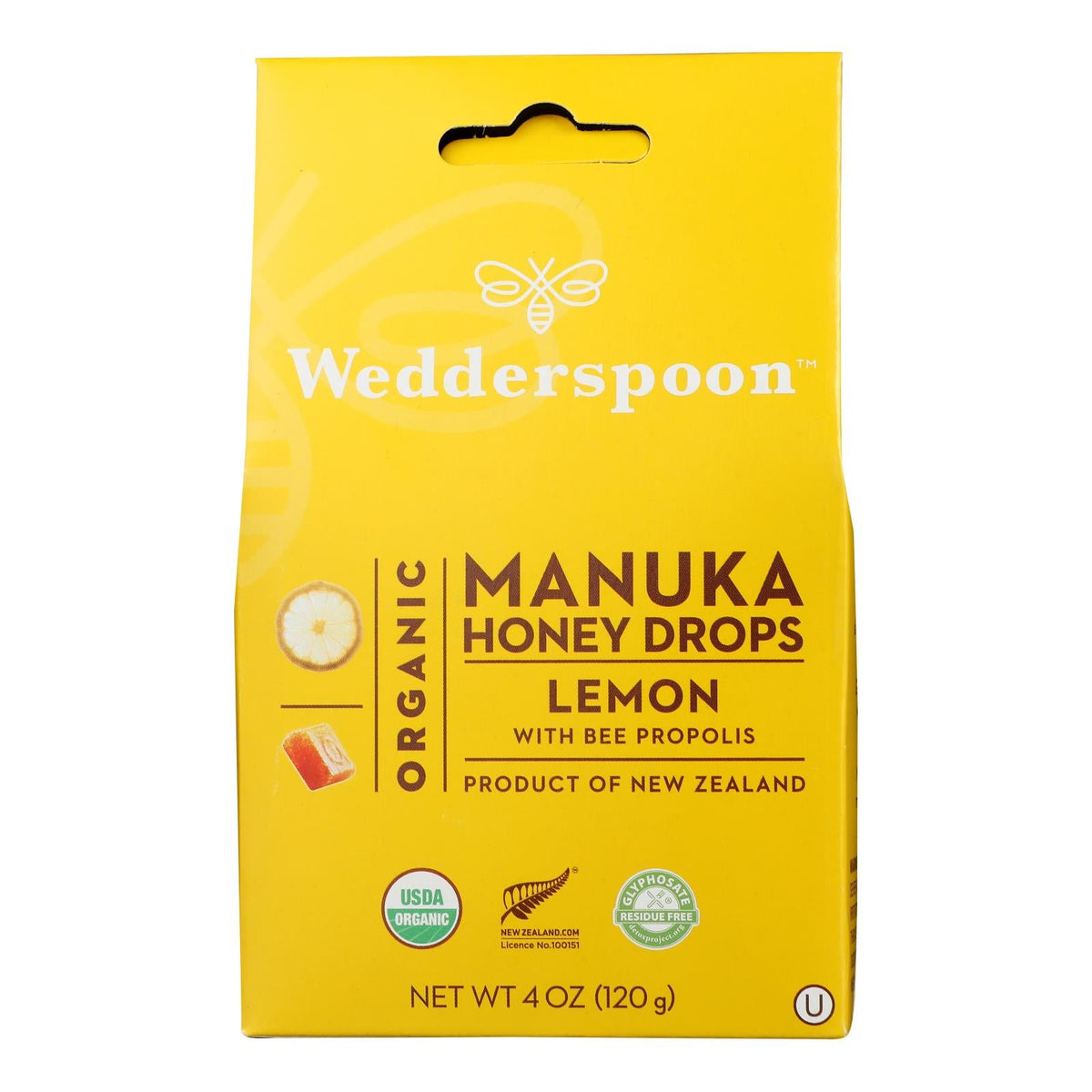 Wedderspoon Organic Lemon Manuka Honey Drops, 4 oz