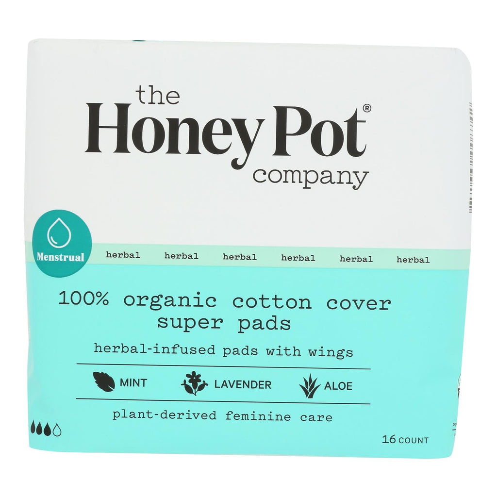 The Honey Pot Super Herbal Menstrual Pads, 16 ct