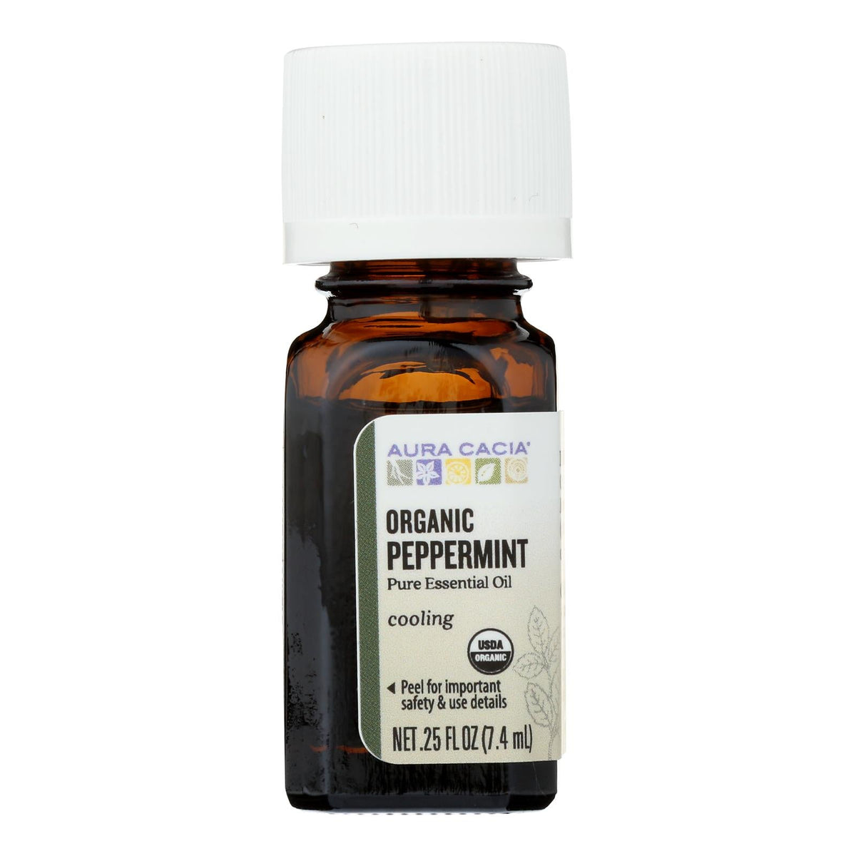 Aura Cacia Organic Peppermint Essential Oil, 0.25 oz