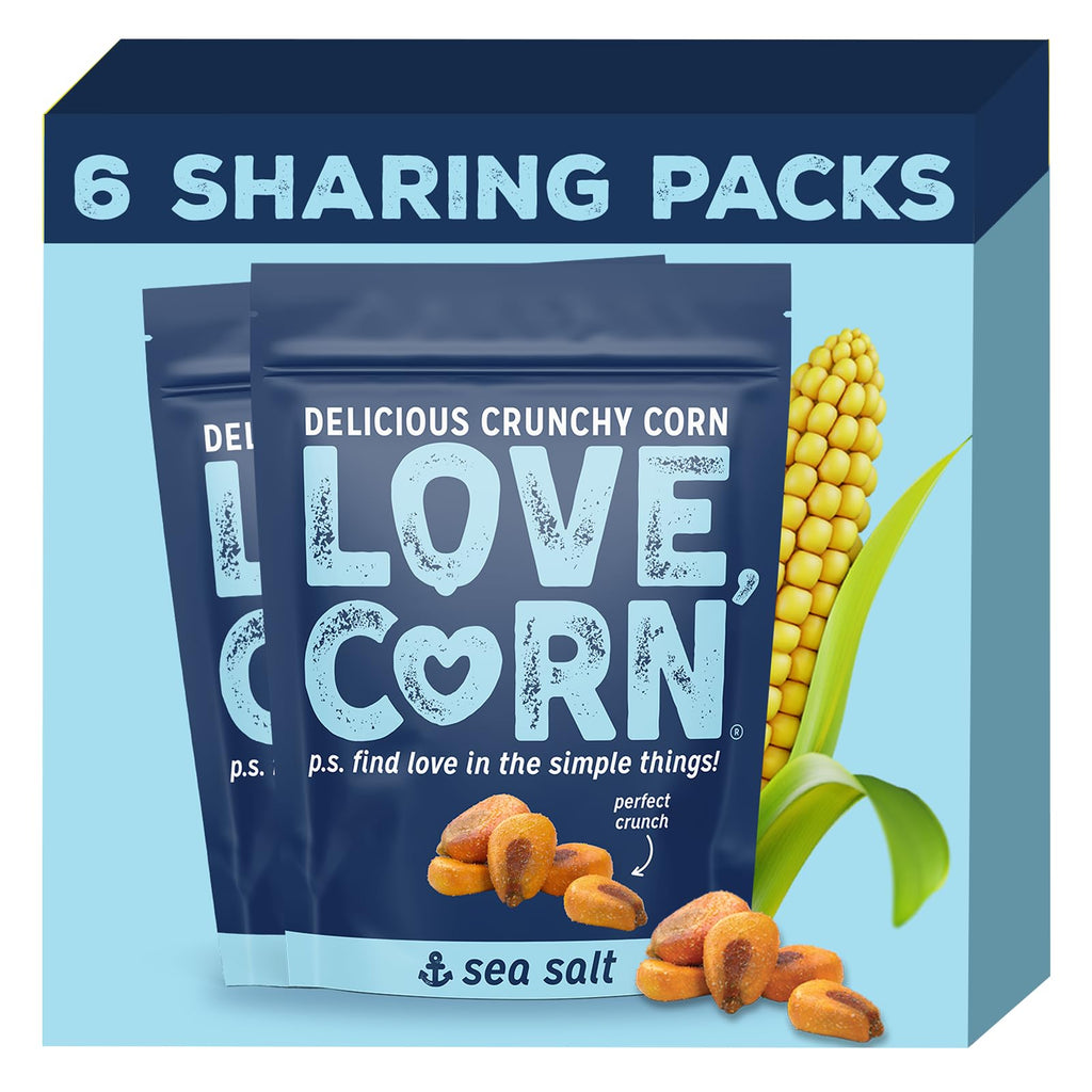 LOVE CORN Sea Salt Roasted Crunchy Corn, 4 oz (Case of 6)