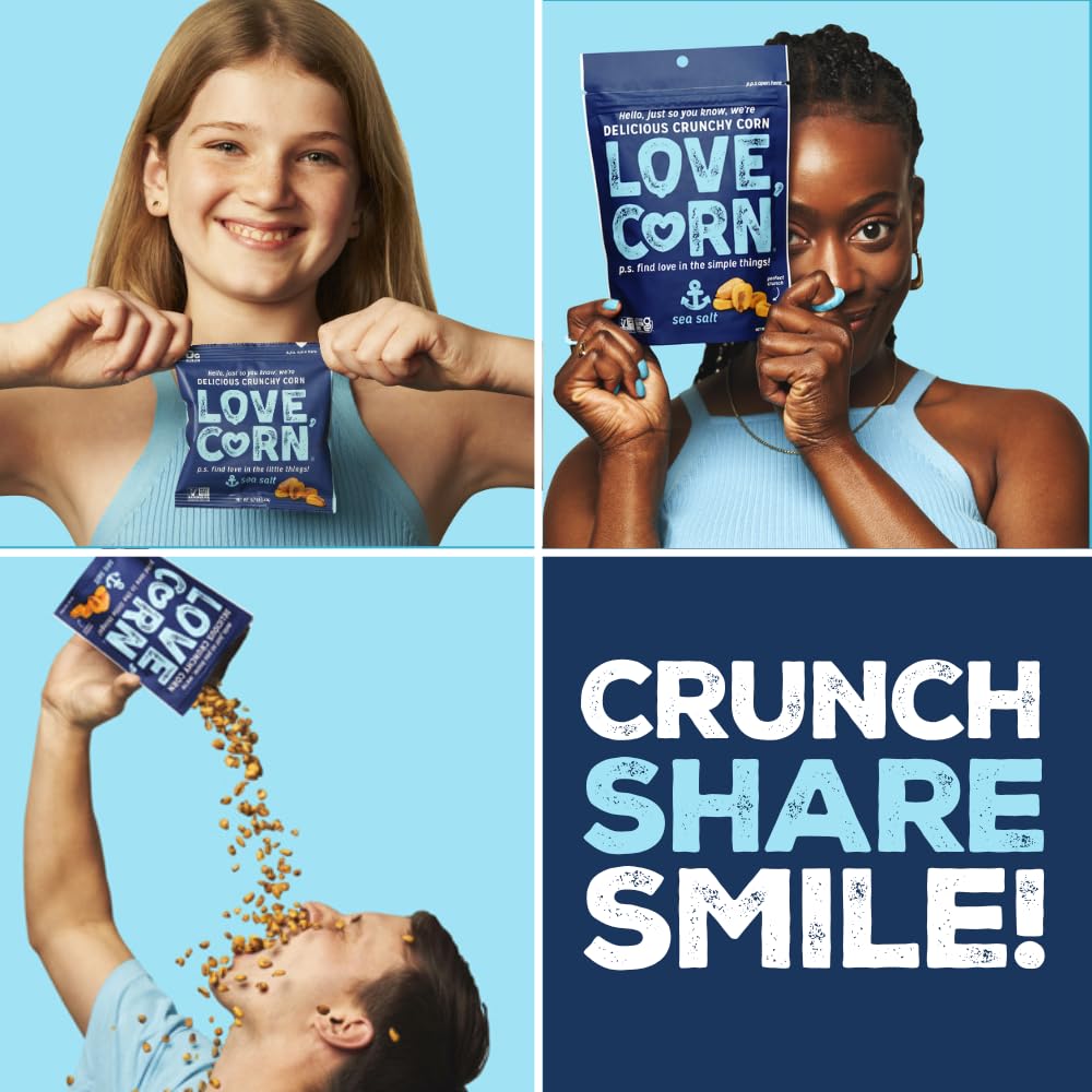 LOVE CORN Sea Salt Roasted Crunchy Corn, 4 oz (Case of 6)