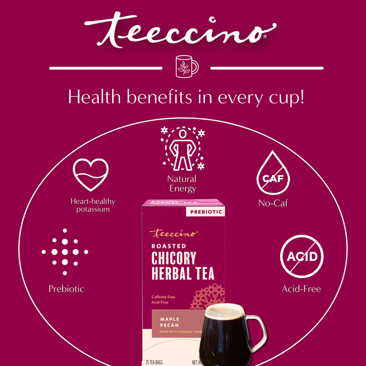 Teeccino Maple Pecan Roasted Herbal Tea — 25 Tea Bags
