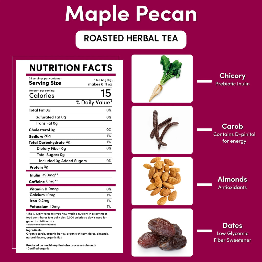 Teeccino Maple Pecan Roasted Herbal Tea — 25 Tea Bags