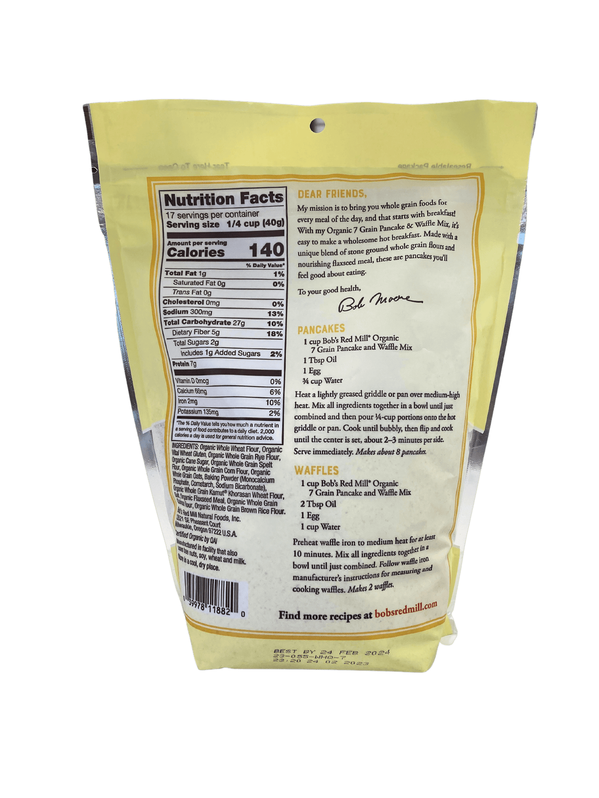 Pancake & Waffle Mix, Multi-Grain, Organic, Bob's Red Mill
