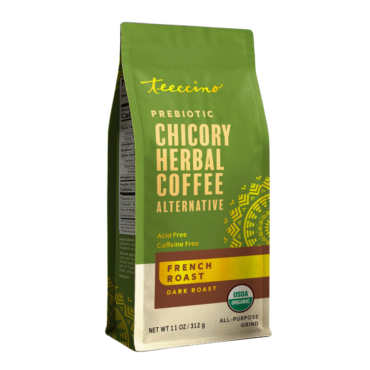 French Roast Chicory Herbal Coffee — front label, photo 1