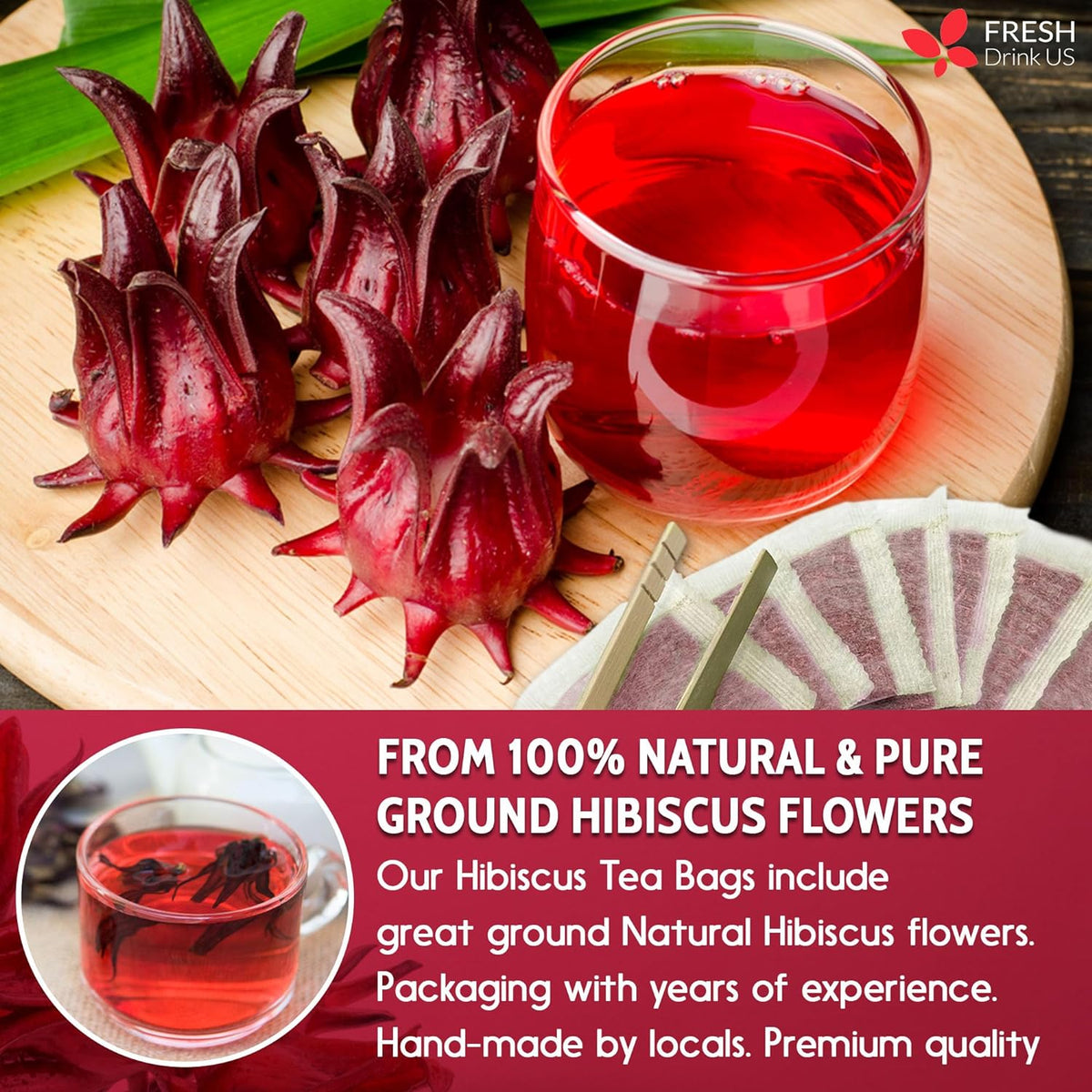 Hibiscus Dried Flowers Tea Bags