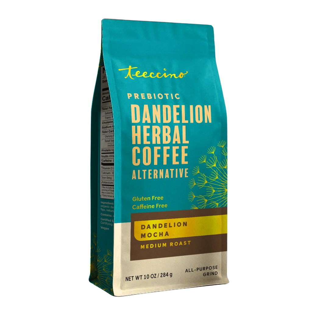 Dandelion Mocha Herbal Coffee — front label, photo 1