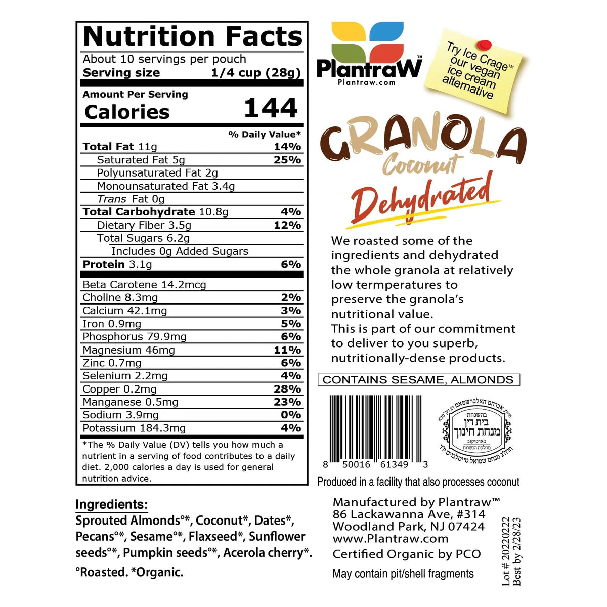 Granola - Coconut (Grain-free, gluten-free with neither added sugar nor sweeteners)