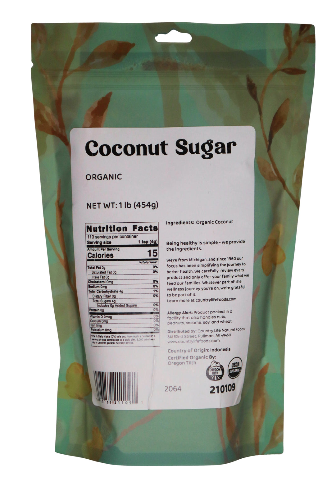 Coconut Sugar, Organic — back label, photo 4
