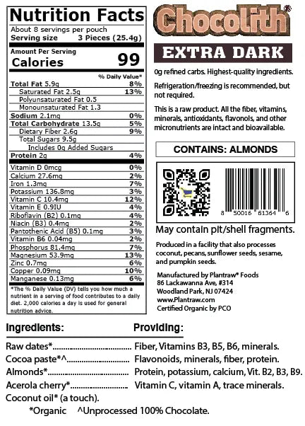Chocolith® - Extra-Dark - Vegan, Gluten-Free, Paleo, 0g refined carbs.