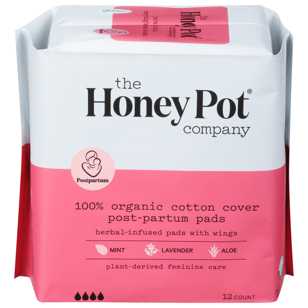 The Honey Pot Herbal Postpartum Pads, 12 ct