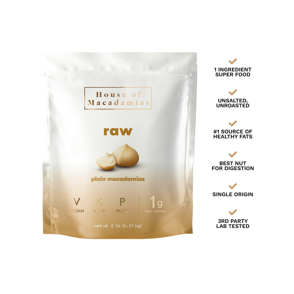 Raw Macadamia Nuts (2 lbs) — front label, photo 1