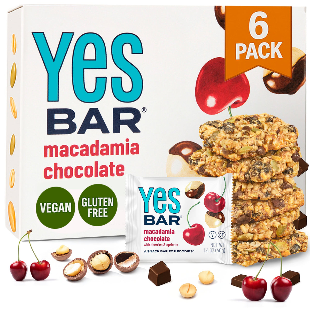 Yes Bar Macadamia Chocolate Six Pack