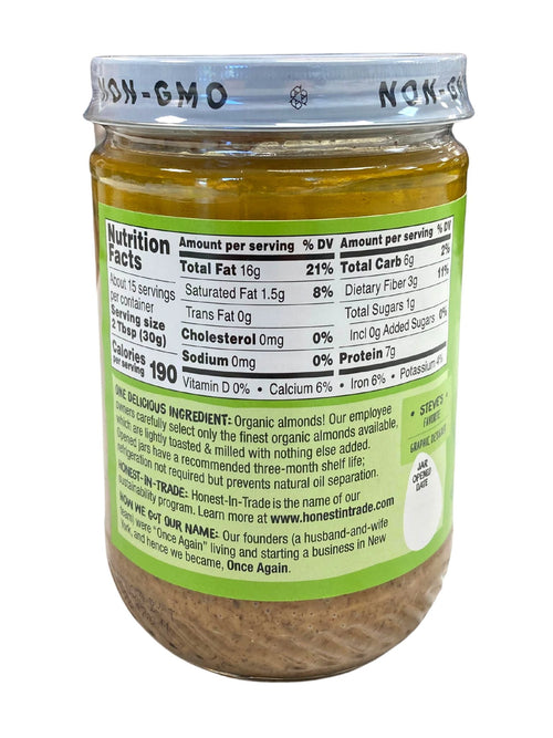 Almond Butter, Creamy, Organic, Lightly Toasted