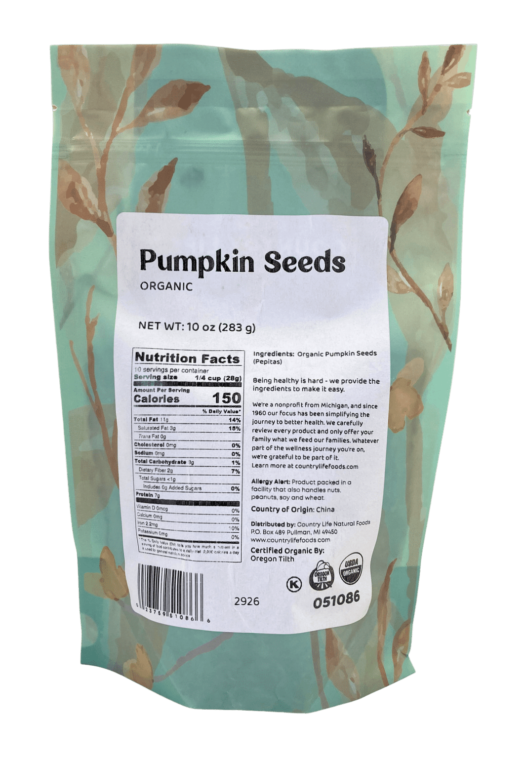 Pepitas (Pumpkin Seeds), Organic — nutrition facts label, photo 3
