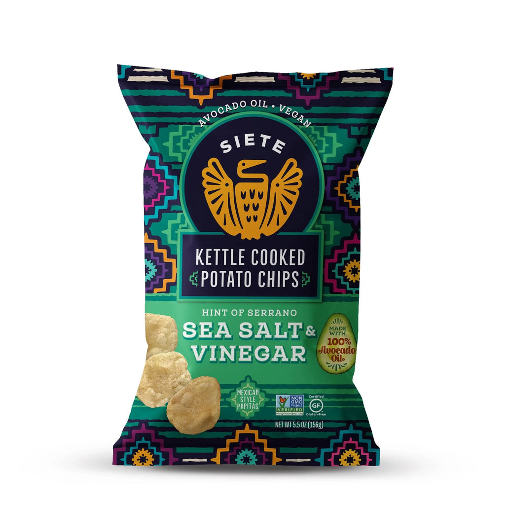 Siete Sea Salt & Vinegar Kettle Chips, 5.5 oz (Case of 6)