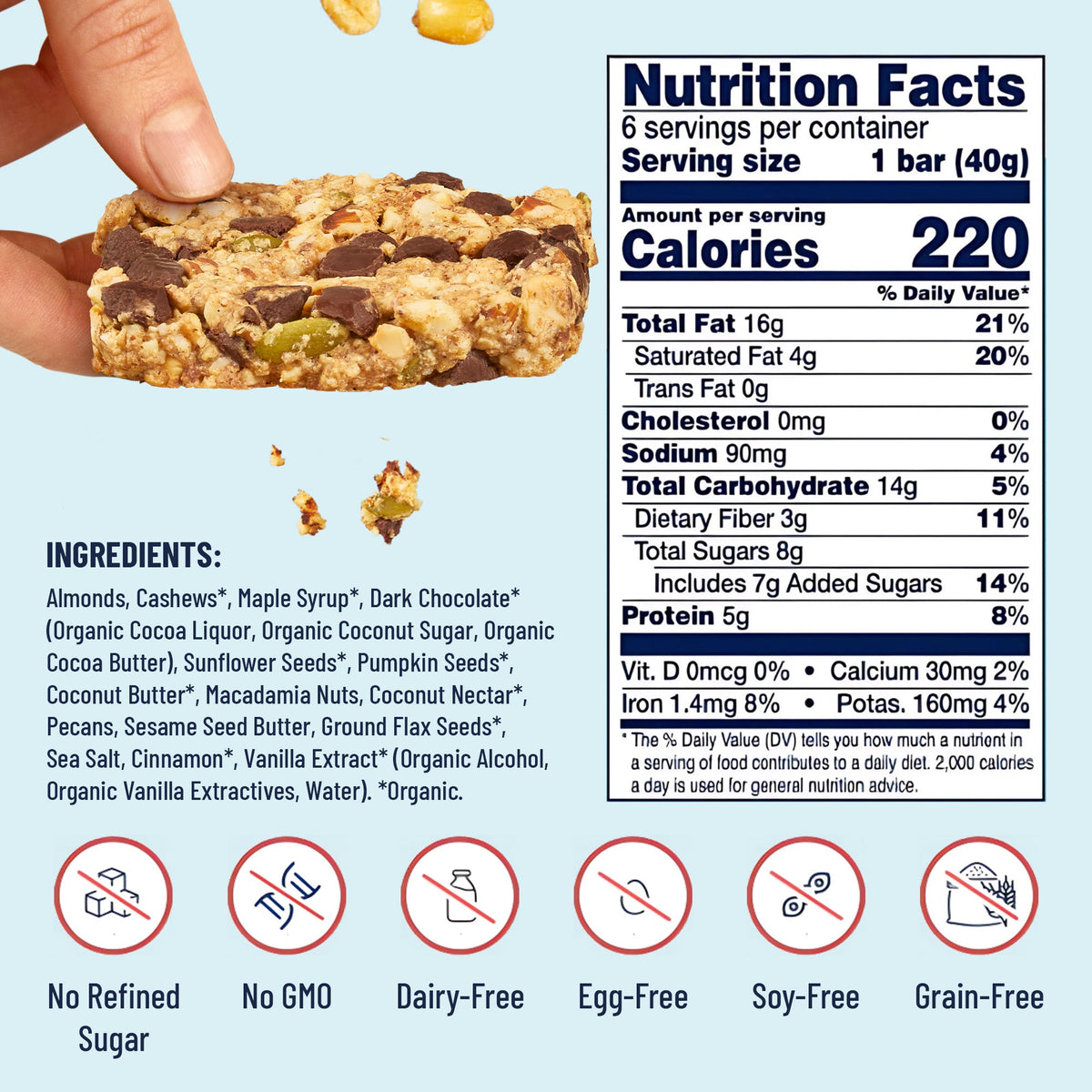 Yes Bar Dark Chocolate Chip Six Pack