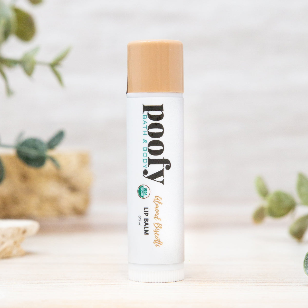 Almond Biscotti Lip Balm Organic — front label, photo 1