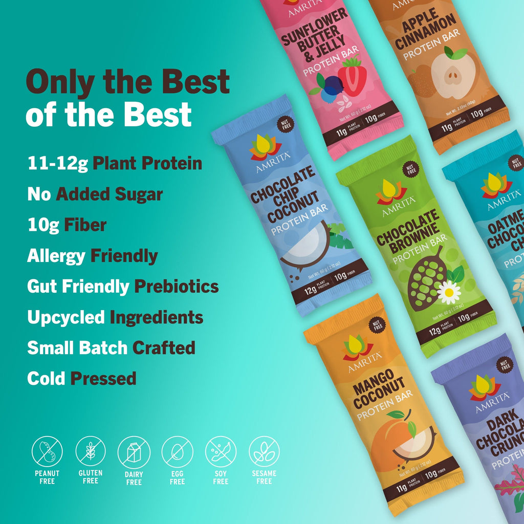 Amrita High Protein Bars Variety Pack (12 Bars, 6 Flavors)