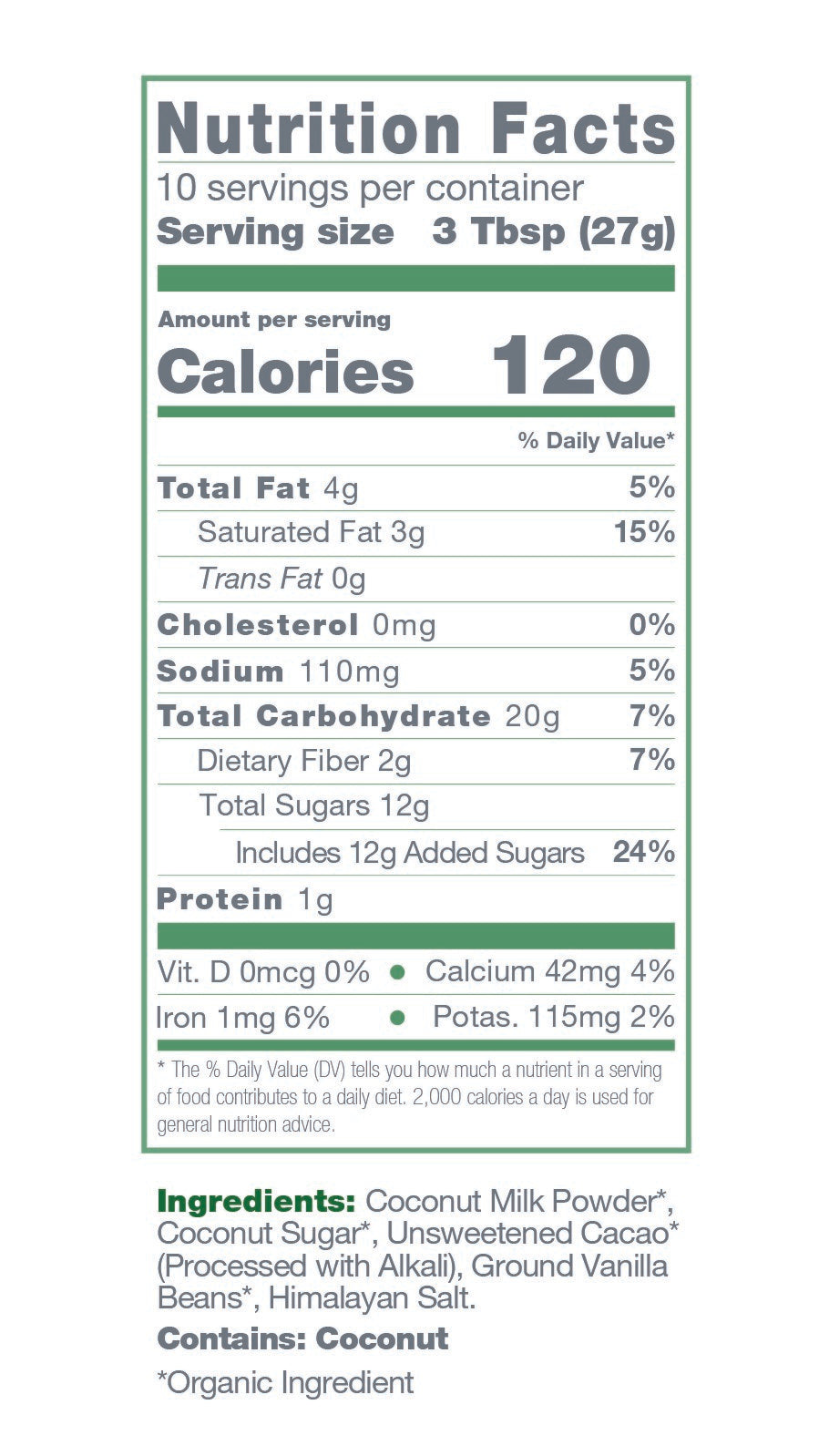 Dairy-Free Coconut Hot Cocoa Mix – 10-Serving Pouch