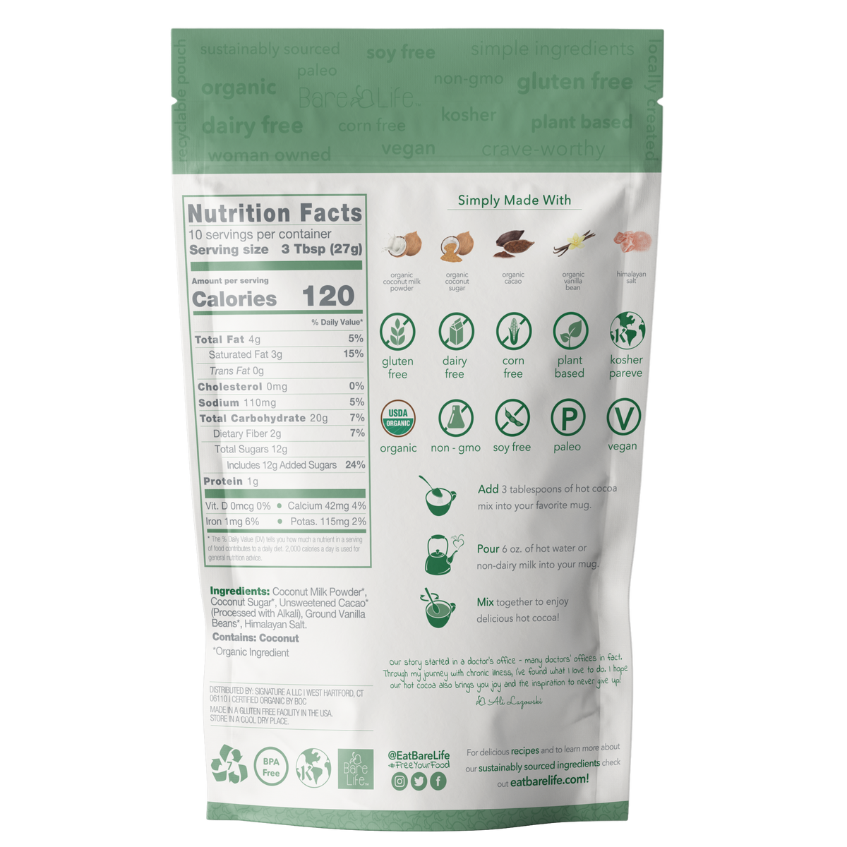 Dairy-Free Coconut Hot Cocoa Mix – 10-Serving Pouch