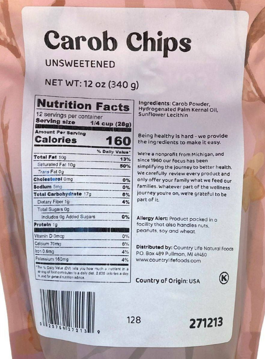 Carob Chips, Unsweetened