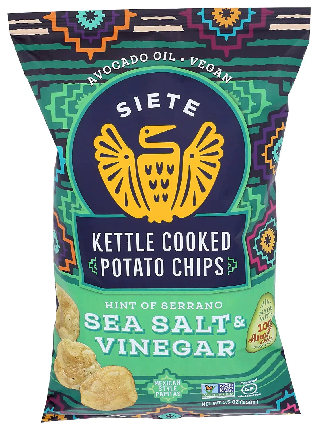 Siete Sea Salt Kettle Chips, 5.5 oz (Case of 6)