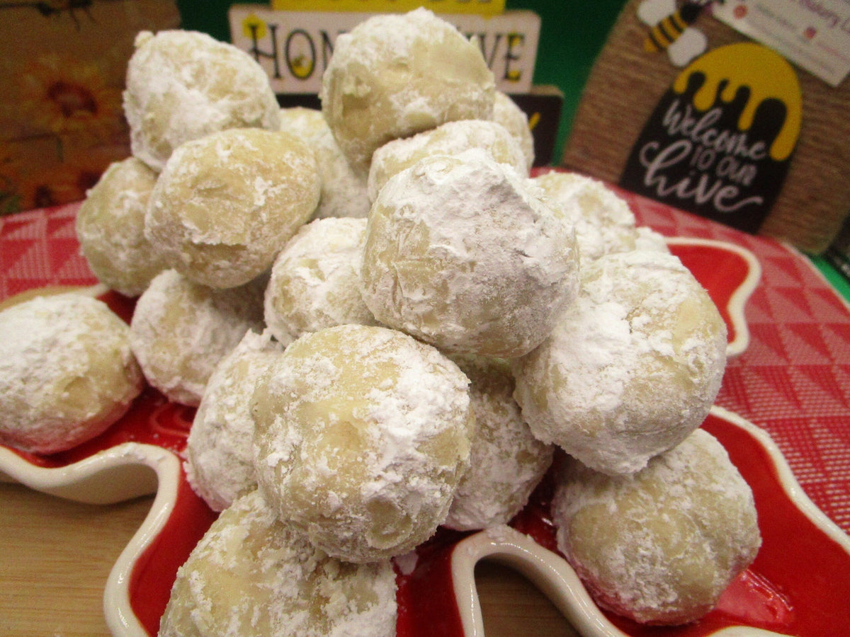 Gluten Free Mexican Wedding Cookie, Dairy Free, Coconut Free, Vegan, Russian Teacake, Pecan Melt — front label, photo 1