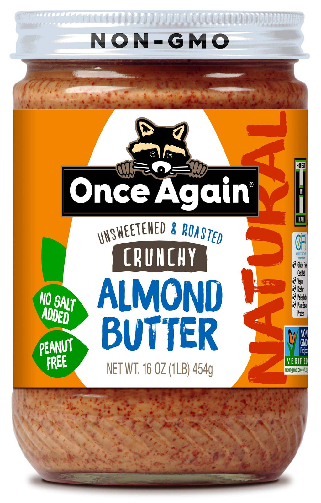 Almond Butter, Crunchy, No Salt