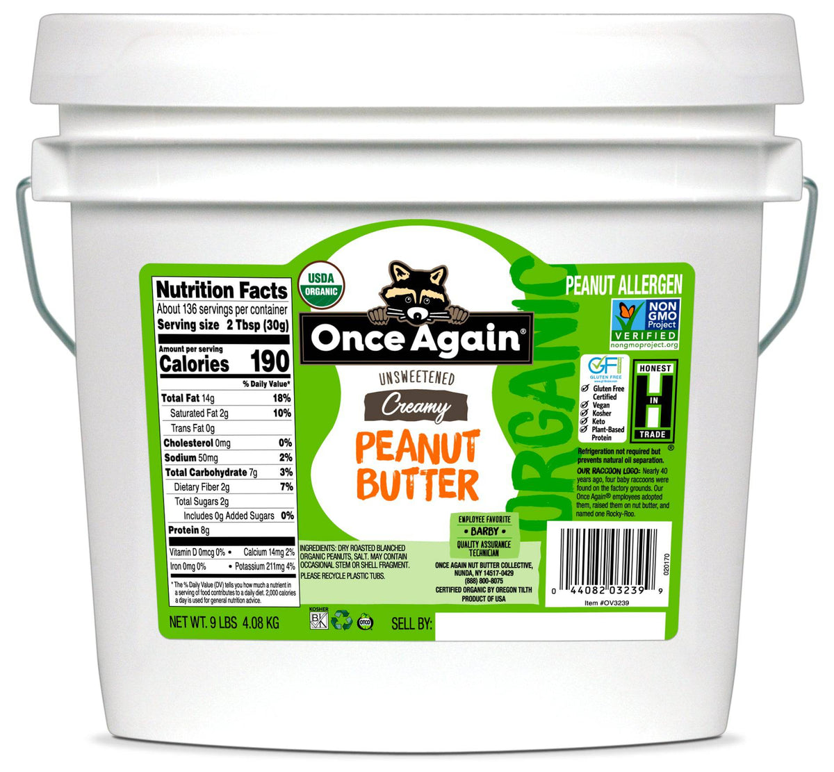 Peanut Butter, Creamy, Organic